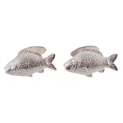 Gemelos con forma de pez en plata de ley