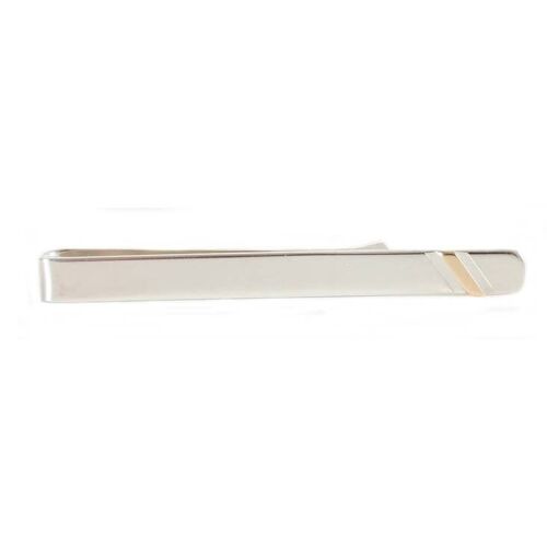 Sterling Silver Tie Slide with 9ct Gold Strip