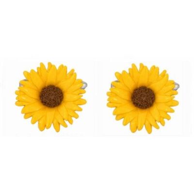 Boutons de manchette plaqués rhodium tournesol