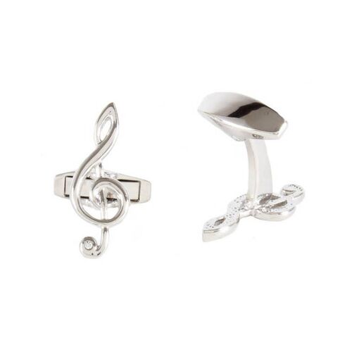 Treble Clef Engravable Back Crystal Cufflinks