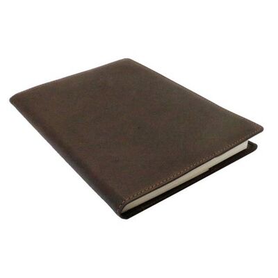 Cuaderno vintage encuadernado en cuero marrón y bloc de recambio forrado