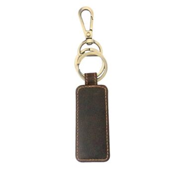 Porte-clés en cuir marron vintage