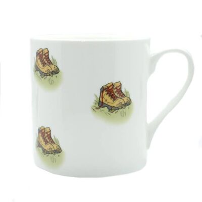 Tasse en porcelaine fine avec illustration de bottes de marche