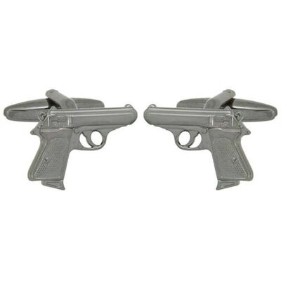 Walther PPK Handgun Cufflinks with Gun Metal Plating