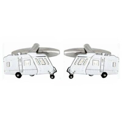 White Caravan Rhodium Plated Cufflinks