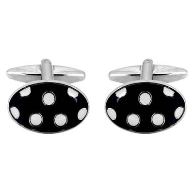 White Dots On Blue Enamel Cufflinks