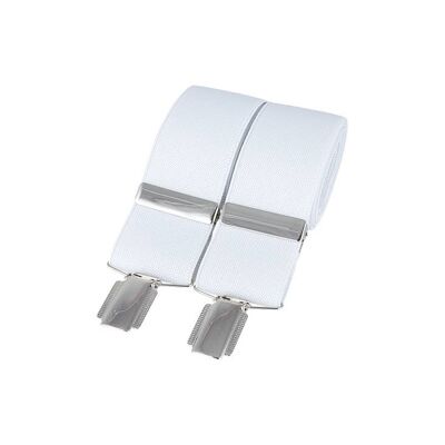 Weiße, schlichte 35-mm-Silberclip-Hosenträger