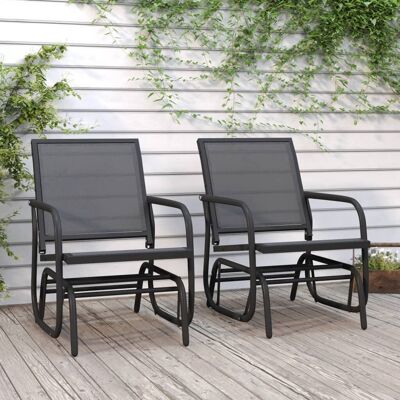 Garden Glider Chairs 2 pcs Black 24"x29.9"x34.3" Textilene&Steel