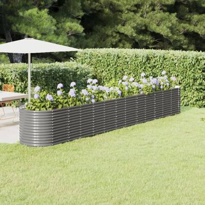 Patio Raised Bed Powder-coated Steel 201.6"x31.5"x26.8" Gray