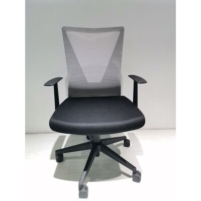Armin Office Chair, Nylon Base Black, Fixed Armrest, Black wengue, Light Gray Finish