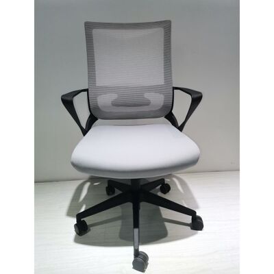 Pepot Office Chair, Fixed Armrest, Nylon Base, Black wengue, Light Grey Finish