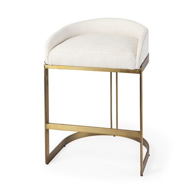 29" Off White And Gold Low Back Counter Stool
