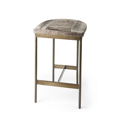 Cowhide Counter Stool With Gold Metal Frame