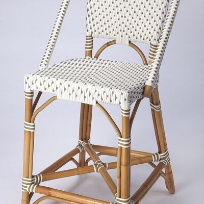 White And Tan Beige Rattan Counter Stool