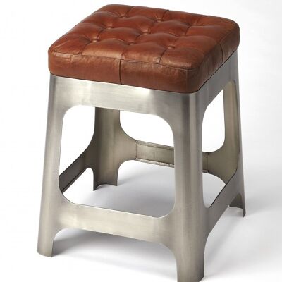 Iron And Leather Counter Stool