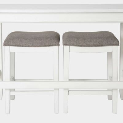 Perfecto White Finish Sofa Table With Two Bar Stools