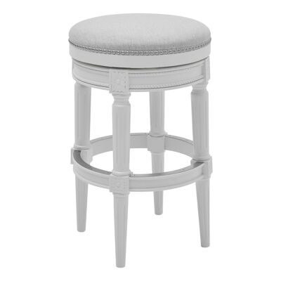 Bar Height Round Backless Stool In White Fabric