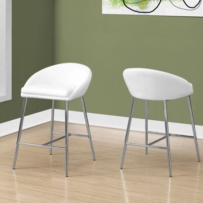 41" X 41" X 59.5" White Foam Metal Leatherlook Barstool 2Pcs