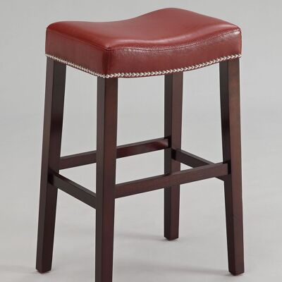 20" X 15" X 30" 2Pc Red And Espresso Bar Stool