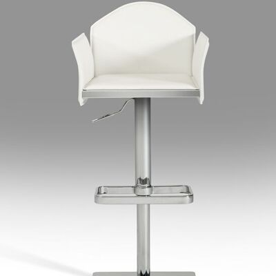 41" White Eco Leather And Steel Bar Stool