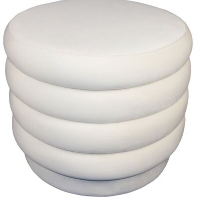 21" White Velvet Tufted Round Cocktail Ottoman