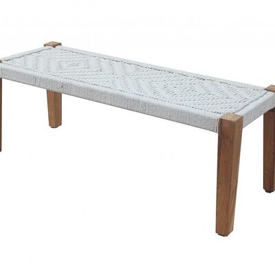 46" Ivory And Natural Brown Jute Entryway Bench