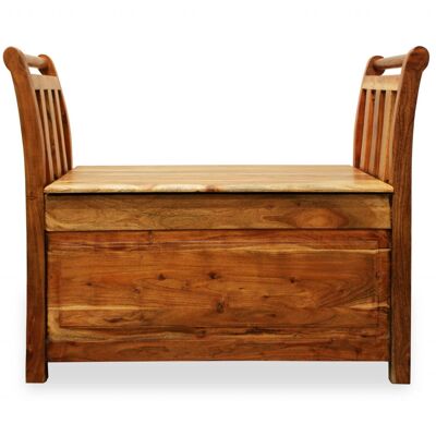 38" Natural Solid Wood Entryway Bench With Flip Top and High Sides