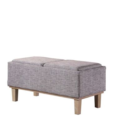 Gray Linen Look and Natural Storage Bench with Tray