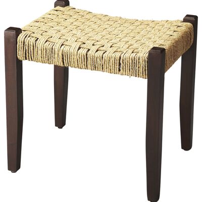 Solid Wood And Woven Jute Stool