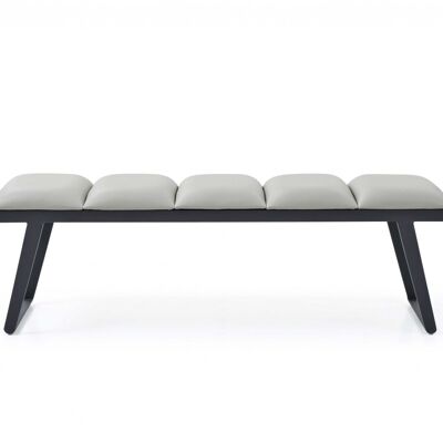 57" Pale Grey Faux Leather and Black Bench