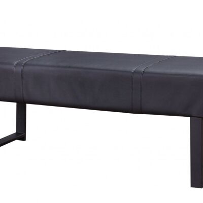 17" X 52" X 18" Black Pu Sandy Gray Metal Upholstered Seat Engineered Seat Bench