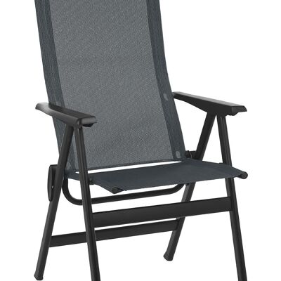 High-Back Chair - Black Steel Frame - Obsidian Duo Fabric