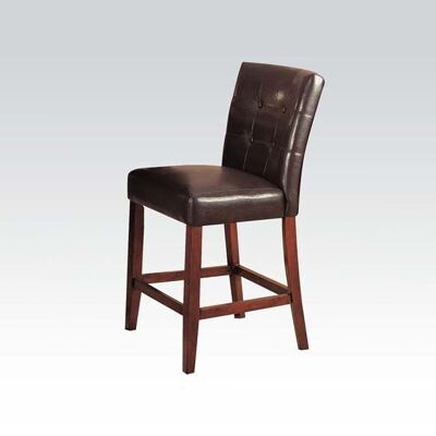 20" X 24" X 40" 2Pc Espresso Pu And Brown Cherry Counter Height Chair