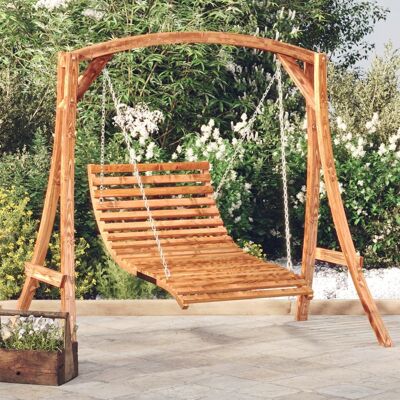 Swing Bed Solid Bent Wood with Teak Finish 45.3"x57.9"x18.1"