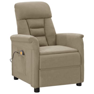 Massage Recliner Light Gray Faux Suede Leather