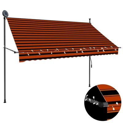 Manual Retractable Awning with LED 98.4" Orange and Brown