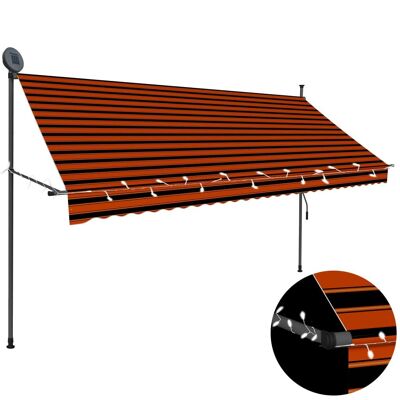 Manual Retractable Awning with LED 118.1" Orange and Brown