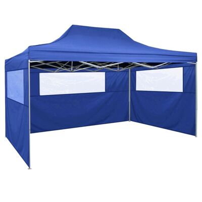 Professional Folding Party Tent with 3 Sidewalls 9.8'x13.1' Steel Blue