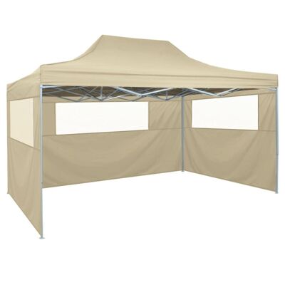 Professional Folding Party Tent with 3 Sidewalls 9.8'x13.1' Steel Cream