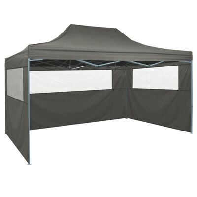 Professional Folding Party Tent with 3 Sidewalls 9.8'x13.1' Steel Anthracite
