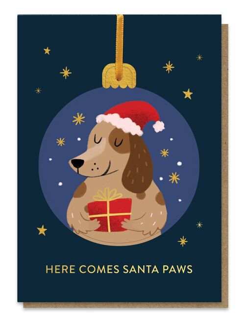 Santa Paws Dog Pop-out Christmas Bauble Card | Ornament