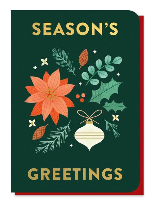 Season's Greetings Christmas Card | Gold Foil Luxury Card