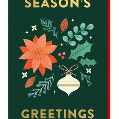 Season's Greetings Christmas Card | Gold Foil Luxury Card