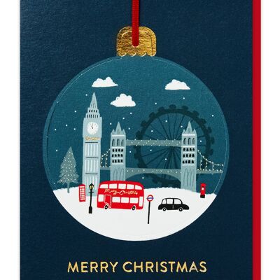Pop-out-Weihnachtskugelkarte „London im Schnee“ | Ornament