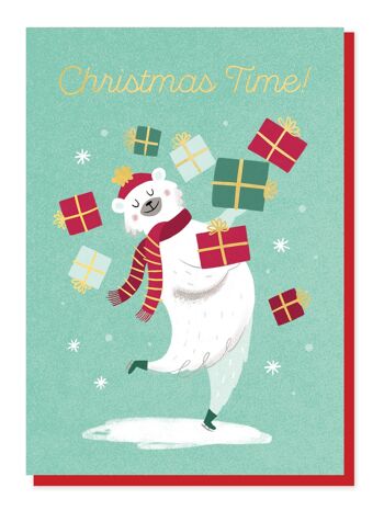Carte de Noël Polar Bear Express | Carte de Noël avec des animaux 1