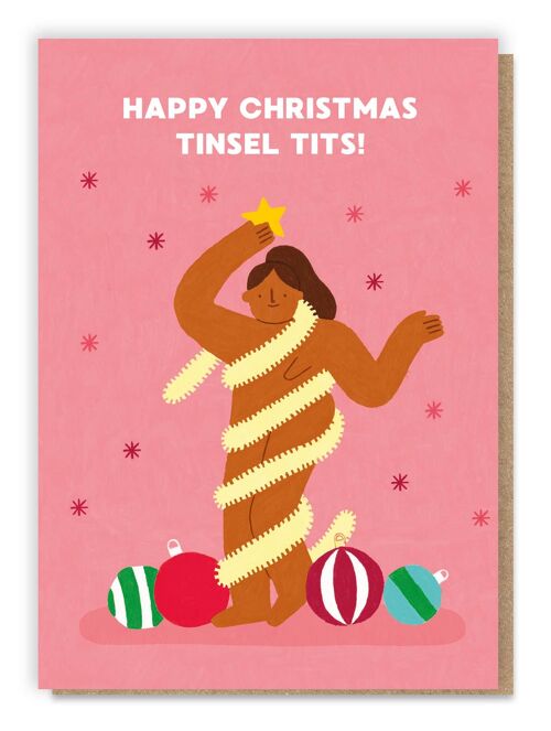 Tinsel Tits Christmas Card | Nude | Cheeky | Quirky | Boobs