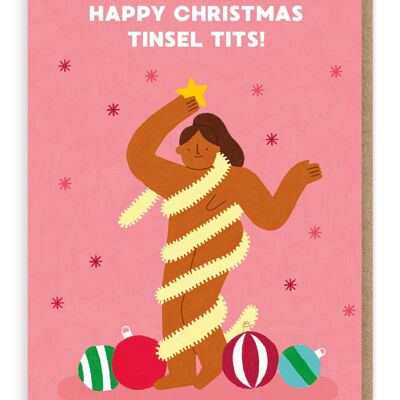 Tinsel Tits Christmas Card | Nude | Cheeky | Quirky | Boobs