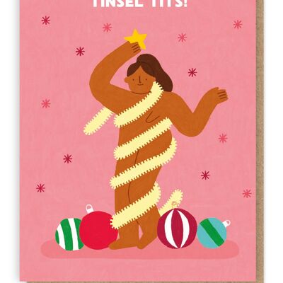 Tinsel Tits Christmas Card | Nude | Cheeky | Quirky | Boobs