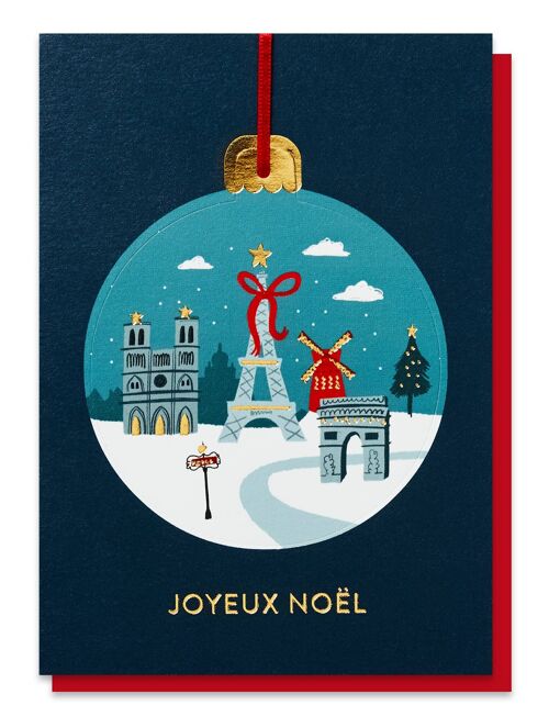 Paris In The Snow Pop-out Christmas Bauble Card | Ornament