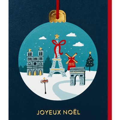 Paris In The Snow Pop-out Christmas Bauble Card | Ornament